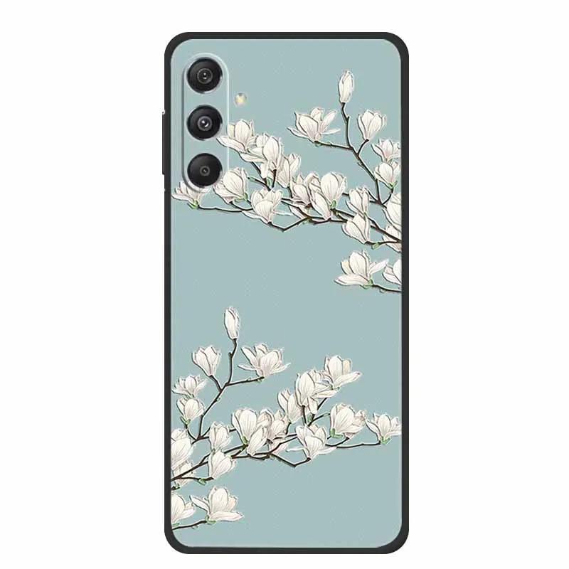 3D Emboss Case For Samsung Galaxy S25 FE Case Flowers Black Silicone Soft Back Cover For Samsung S25 Plus M36 Phone Case Shell