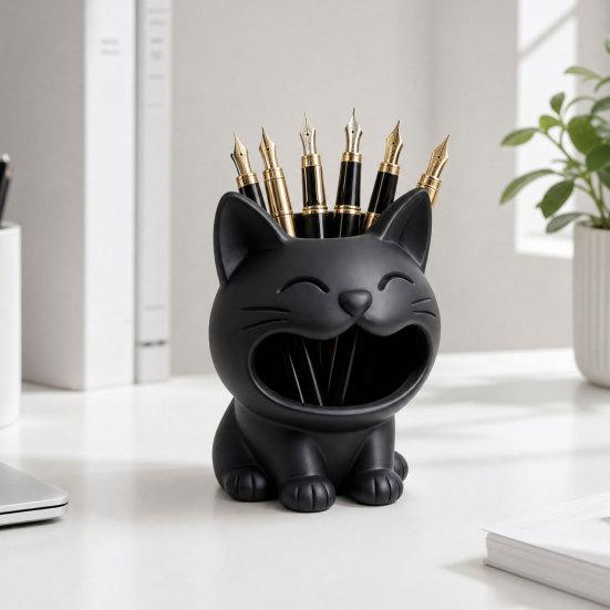 3D Printed Cat Shaped Candy Bowl Cute Cat Storage Container Desktop Pen Holder