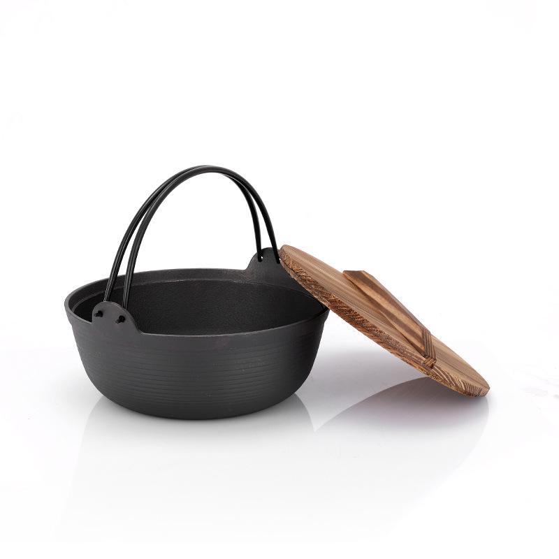 Cast Iron Non-Stick Camping Dutch Oven with Hanging Wok