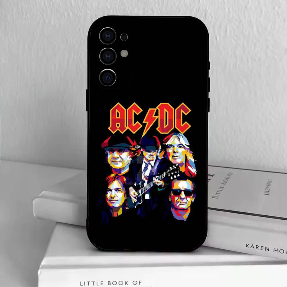 AD AC DC Phone Case Black Silicone Soft For Samsung S25,S24,S21,S22,S23,S30,Ultra,S20,Plus,Fe,Lite