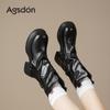 Augustine Black Martin Boots New Autumn Thick-soled Vintage British Pile Pants Tube Boots