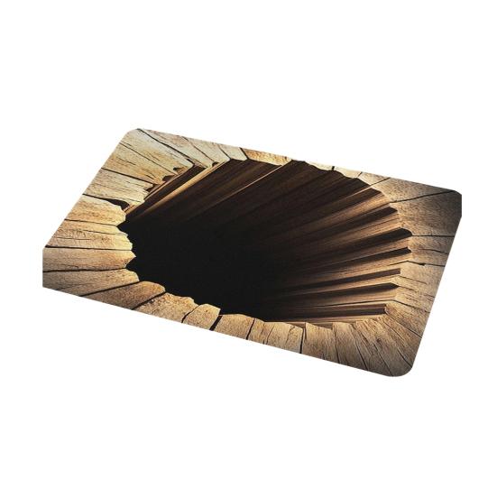 3D Hole Floor Rug Optical Illusion Floor Mat Realistic Bottomless Pit Doormat Non-Slip Bathroom Rug