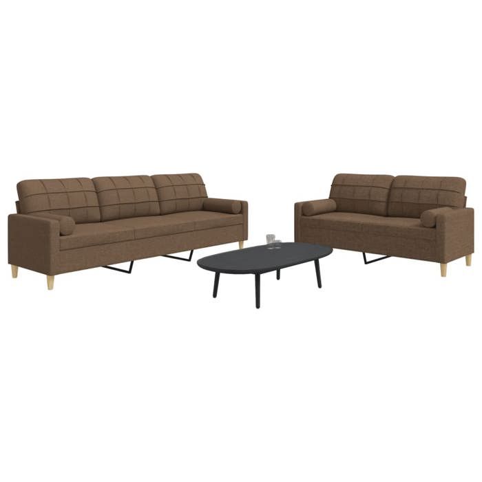 VidaXL Ensemble de canapés 2 pcs avec coussins décoratifs marron tissu, canapé, siège de canapé, canapé relax, canapé 3278338