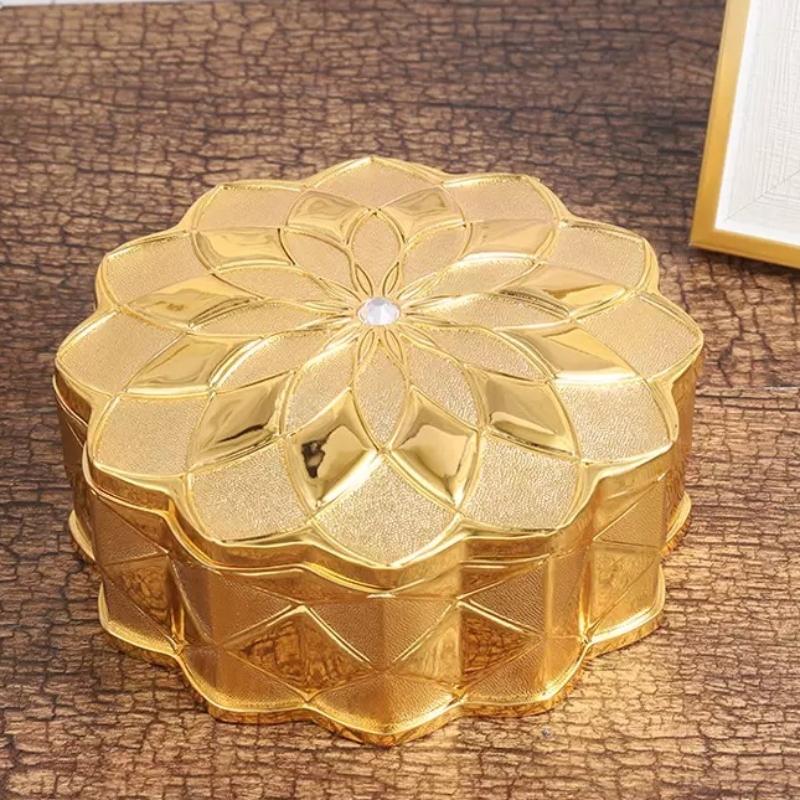 Mini Bracelet Storage Box Jewelry Organizer,Inlaid Gem Circle Golden Enamel Alloy Ring Storage Jar Dresser Display Couple Gifts