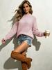 Women's autumn and winter long-sleeved versatile knitted sweater top multi-color