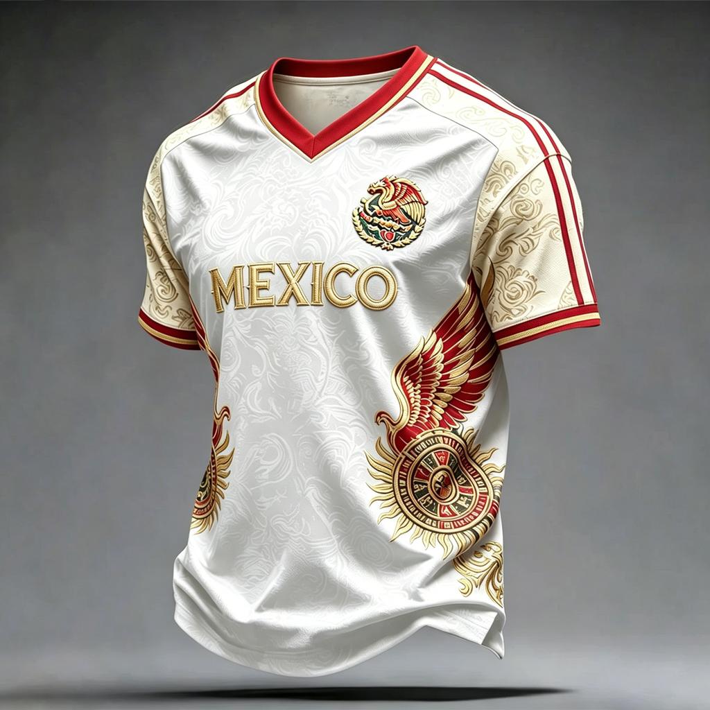 Men's Casual V Neck Short Sleeve Shirt Breathable Fabric Lightweight Fit Mexico Letter Print Sports Tee