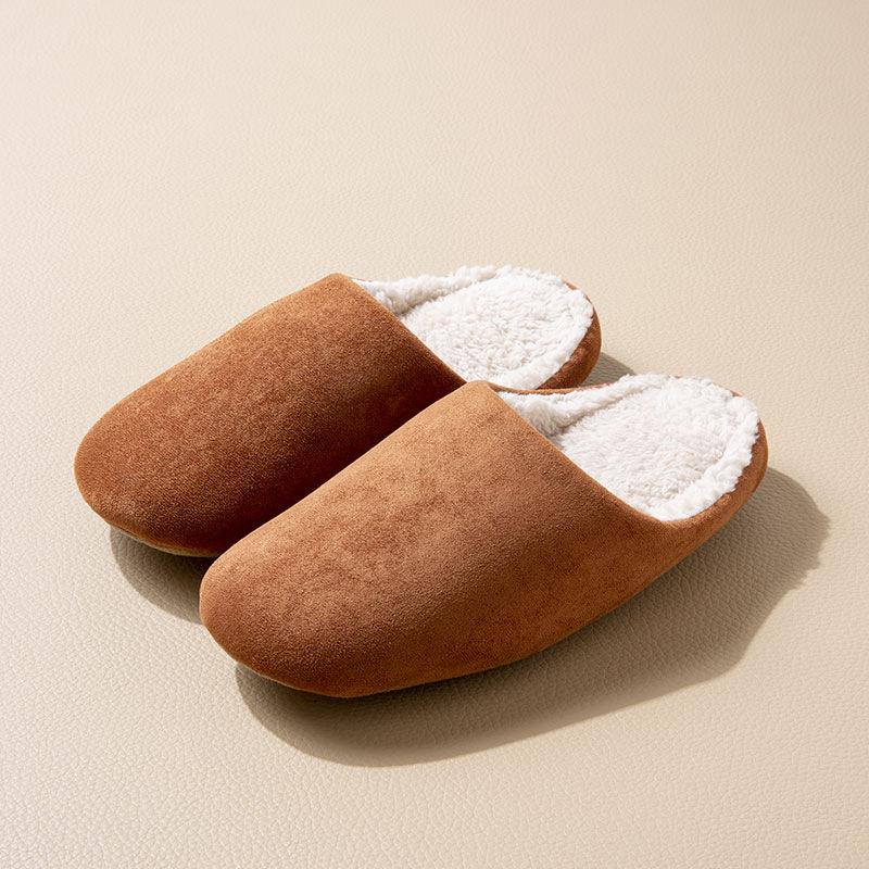 Herbst- und Winter-Doppelzwecktasche mit Baumwollpantoffeln Damen lautlos Zuhause Holzboden weicher Boden Hirschleder Samtboden warme Paarpantoffeln Herren