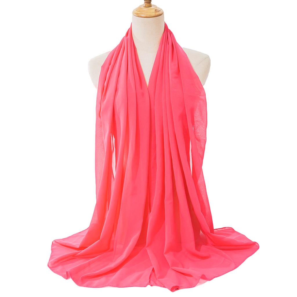 Solid Color Chiffon Scarf Breathable Simple Casual Shawl Hijab Windproof Sunscreen Head Wrap for Women Women Abaya Accessories
