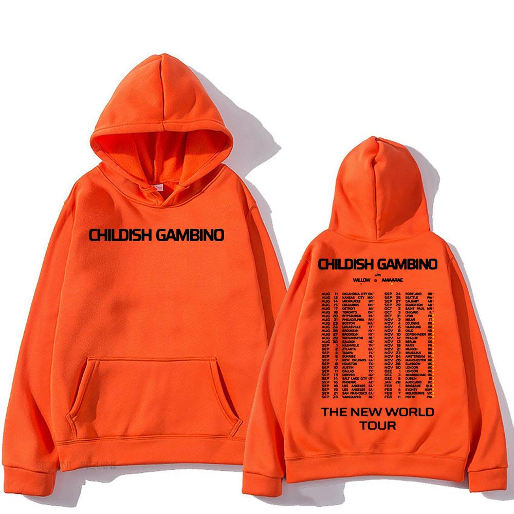 The New World Tour Hoodies Childish Gambino Singer Sweatshirts Warm Long Sleeve Sudaderas Men Clothing Top