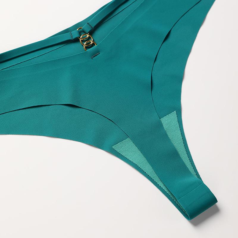 Fio T sem Costura em Seda Gelo - Lingerie Esportiva para Yoga Tamanho Plus com Argola de Metal