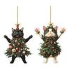 1 Pezzo Ciondolo di Natale Ornamento Palla di Natale Decorazione Forma di Gatto Decorazione da Appendere Festiva con Cordino Natale