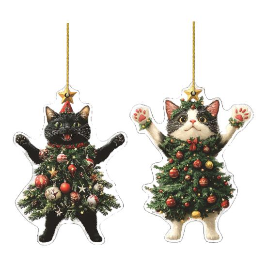 1 Pezzo Ciondolo di Natale Ornamento Palla di Natale Decorazione Forma di Gatto Decorazione da Appendere Festiva con Cordino Natale