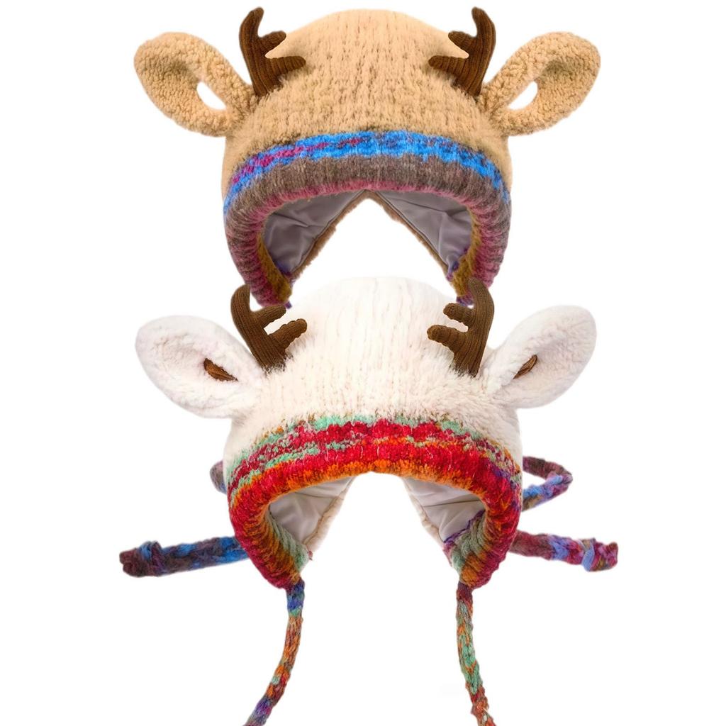 Knitted Hats In And Winter, With Plush Called For Warmth, Wrapped In Ear , And Woolen Hats