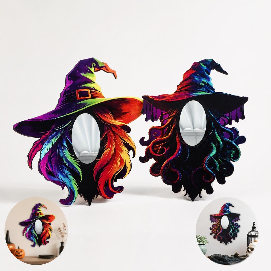 Wooden 2D Mirror Halloween Decoration for Party and Home Decor