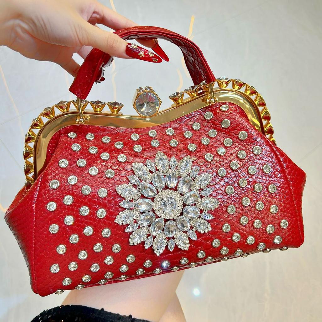 New Large Capacity Women's Handbag with Luxurious Diamond Inlay