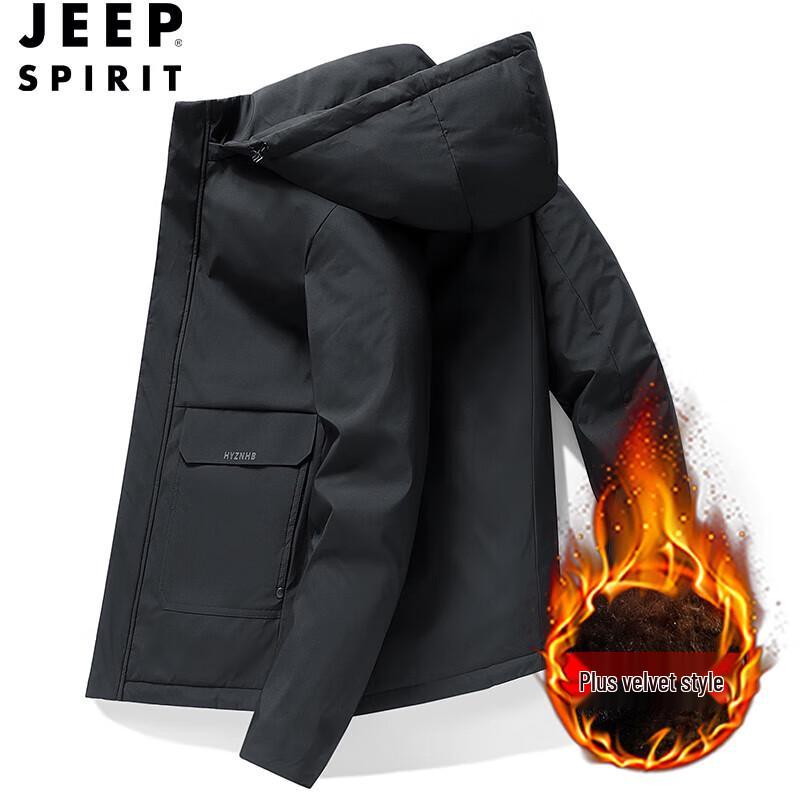 JEEP SPIRIT Men's Fleece-Lined Hooded Winter Jacket