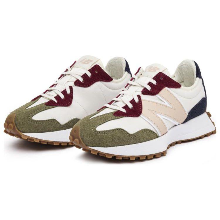 New Balance Nb 327 Color Block Splicing Fabric Leather Low Top Casual Running Shoes Women sneaker White Green Red WS327CK1
