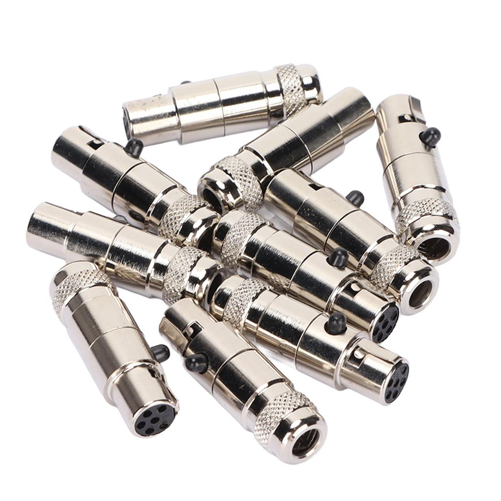 10 Pcs XLR Female Head Mini Full Metal 6 Pin Female Connector for Microphone Cable Interface