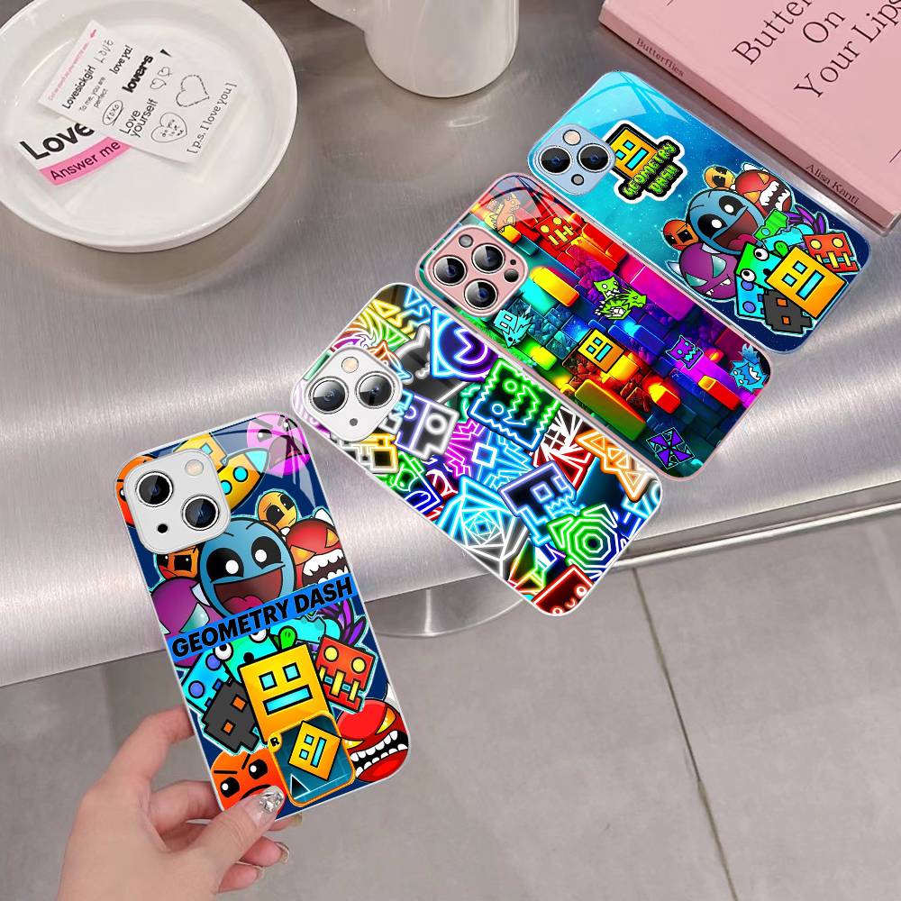 Game Geometry Dash For IPhone 14 13 12 Mini 11 Pro XS Max X XR 14 Plus Tempered Glass Cover