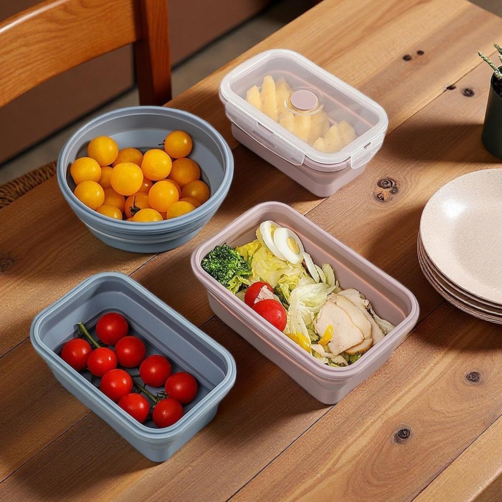 BLOOPIC Folding Bowl Silicone Heat Resistant with Lid Rectangular 800ml