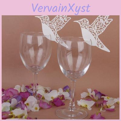Wedding 50pcspack Table Birds Humming Name Place Cards Wine Glass Party Decor