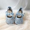 2025 Sommer Mädchen Süße Atmungsaktive Netz-Prinzessin Schuhe mit Feuerwerk Muster & Schleife
