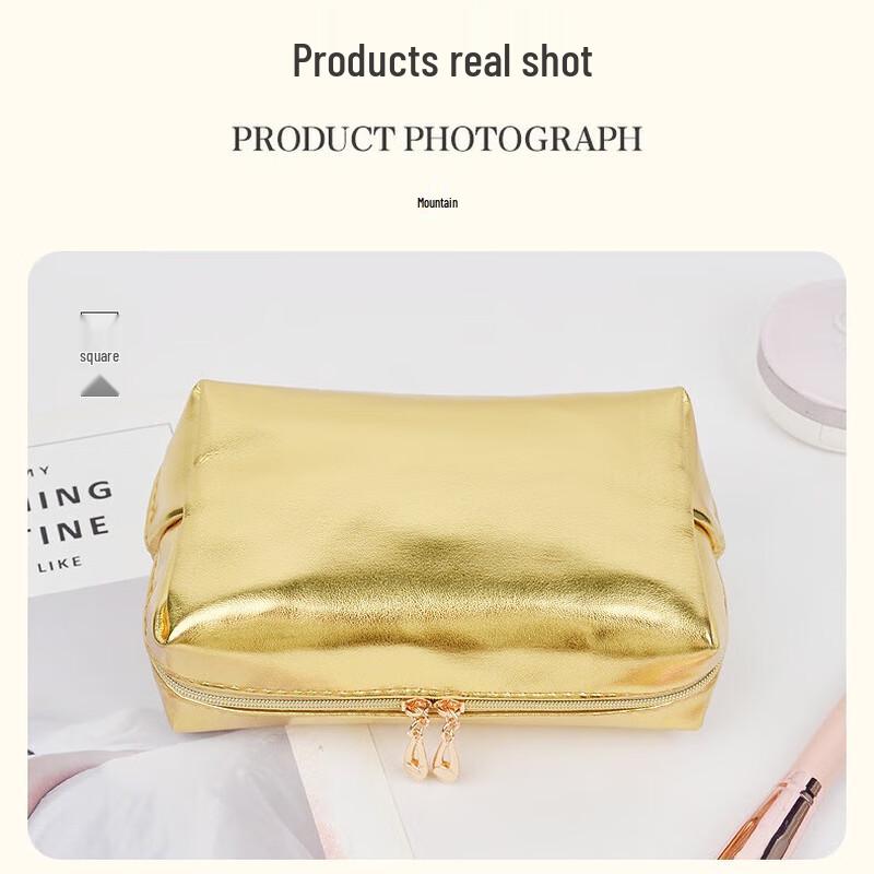 Gold Textured Portable Travel Cosmetic & Wash Bag Set (3-Pack)