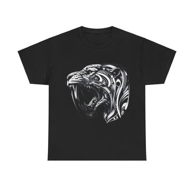 Unisex Adult T Shirt Art Deco Saber-Toothed Big Cat Tiger Ice Age Black Graphic