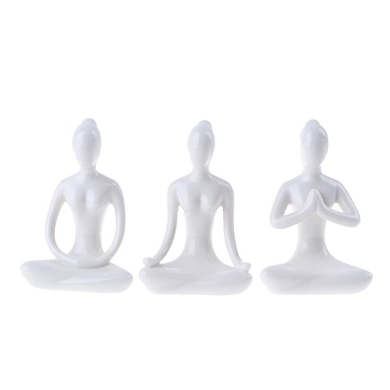 6 Stiluri Meditație Yoga Pose Statuie Figurină Ceramică Yoga Figure Decor Ornament