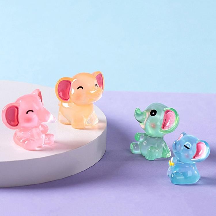 Resin Figurines Miniatures Elephant Glowing At Night Fairy Garden Decoration