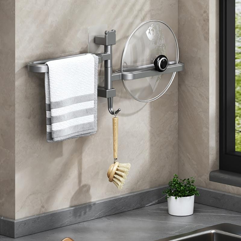 Multipurpose Towel Shelf Without Drilling Setups Decoration for Bathrooms Kitchens and Balconies Storage Solution