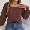 Vintage Løs Langermet Cardigan Genser Ensfarget Strikk O-hals Topp Høst Vinter