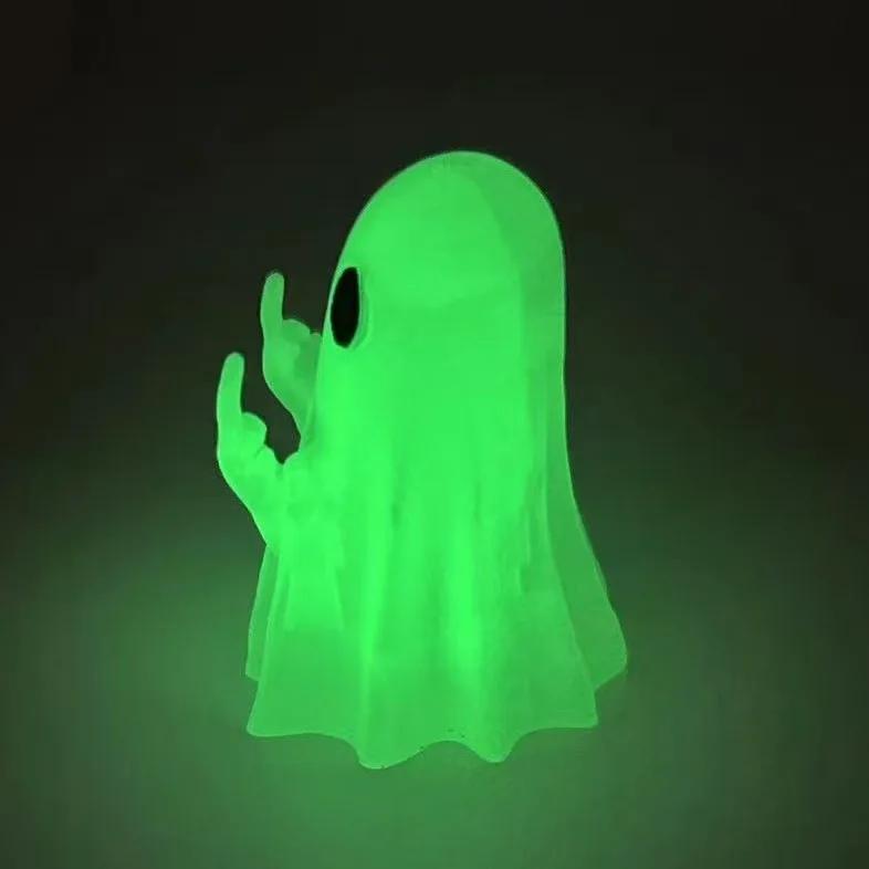 Auto Dekoration Leuchtender Mittelfinger Niedliche Geisterstatue Kleine Gruselige Geisterfiguren Halloween Dekoration Haus Tischdekoration