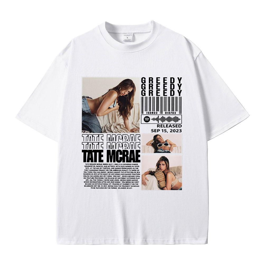 Tate Mcrae Greedy T Shirts Men Women Clothing Fashion Vintage T-shirts 100_ Cotton Casual Loose Short Sleeve T-shirt Streetwear