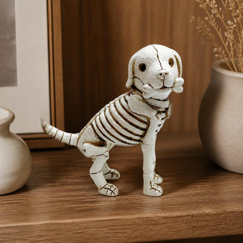 Skeleton Dog Figurine Distressed Resin Long-Lasting
