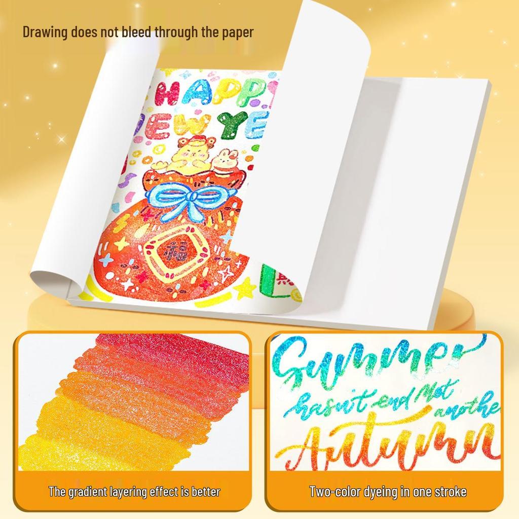 True Color Double-Ended Glitter Marker Pen, Soft Tip, Non-Bleeding, Acrylic for Art Class & Hand-Painted Newspaper.
