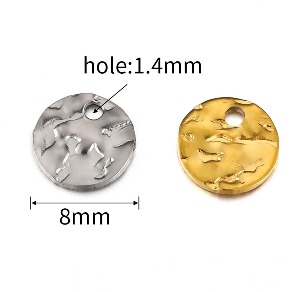 30pcs 8-12mm Gold Stainless Steel Round Hammered Charms Pendant for DIY Earrings Bracelet Necklace Jewelry Making Wholesale