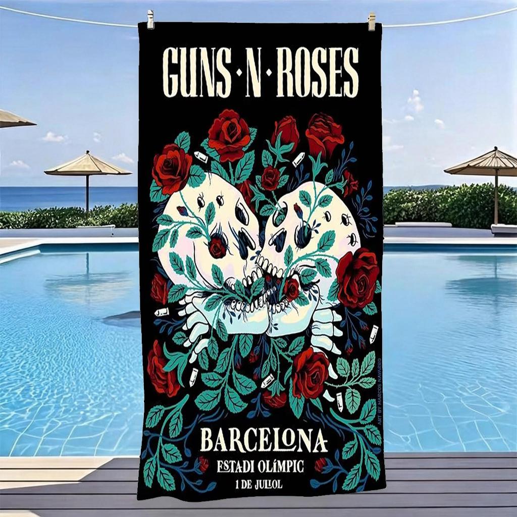 1pc G-Guns N Roses Barcelona Estadi Olimpic Beach Towel Microfiber Quick Dry Classic Hard Rock Bath Towel For Pool Beach Travel