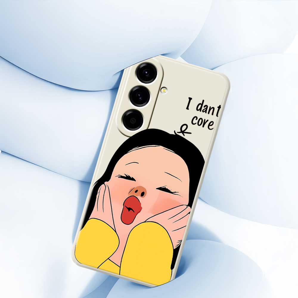 For Samsung Galaxy A56 5G Case Girl Holding Face Pattern Printing Straight Edge TPU Phone Back Cover
