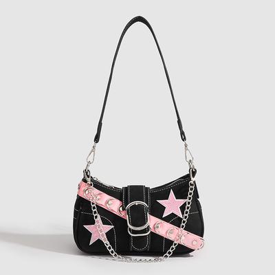 New Sweet and Cool Hot Girl Underarm Bag Japanese Pink Belt Shoulder Bag for Women