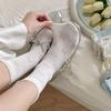 3 Pairs Spring/Summer Women's Thin Hollow-Out Mid-Calf Socks Ballet Bubble Tongue Lace Socks for Girls Women