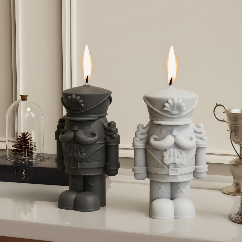 1Pcs Soldier Candle Plaster Cement King Figurine Wax Product Casting Tool For Diy 3D Nutcracker Ornament Silicone Mold