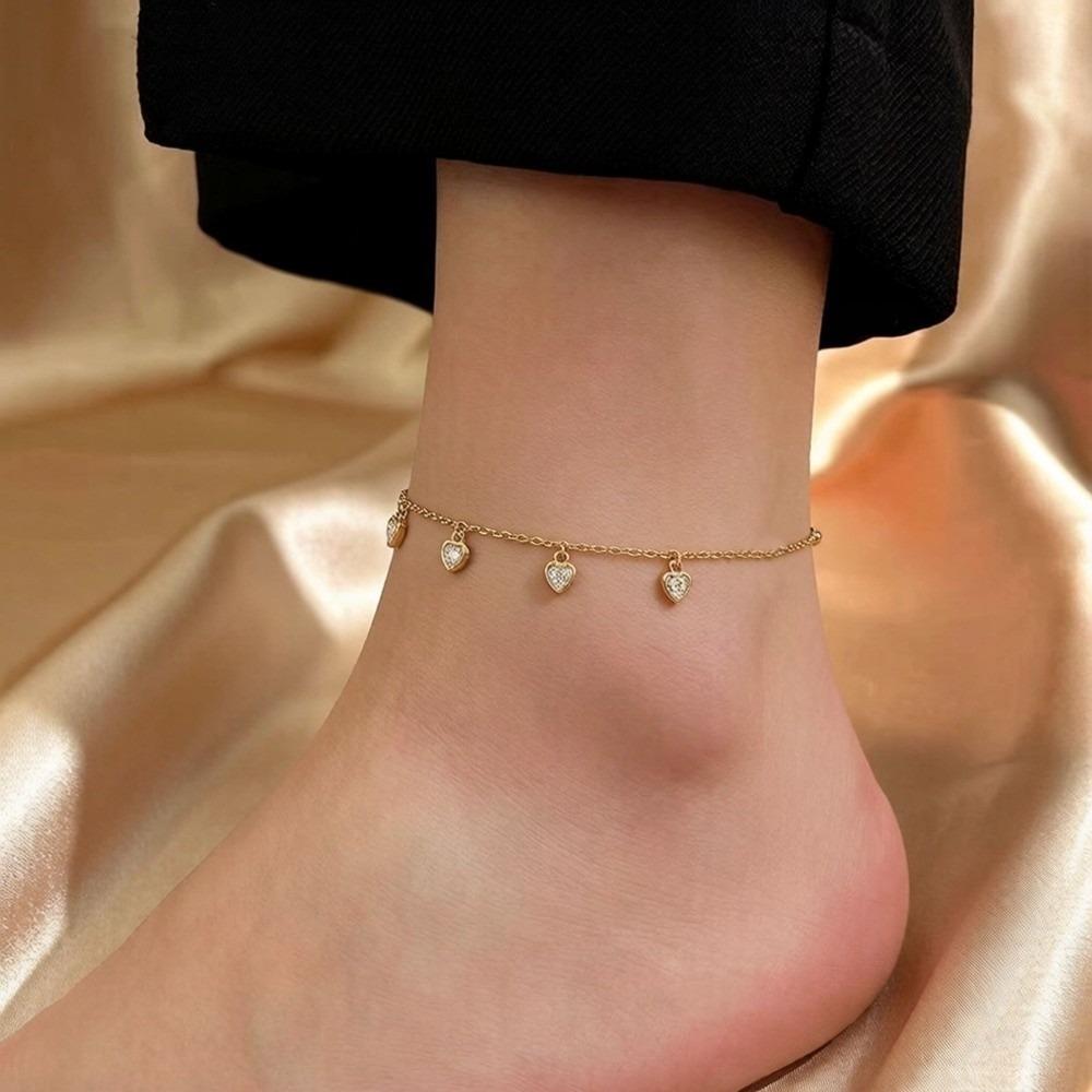 Non Tarnish Love Pendant Bracelets Adjustable Foot Chain Fashion Women's Bracelet  Birthday Gifts