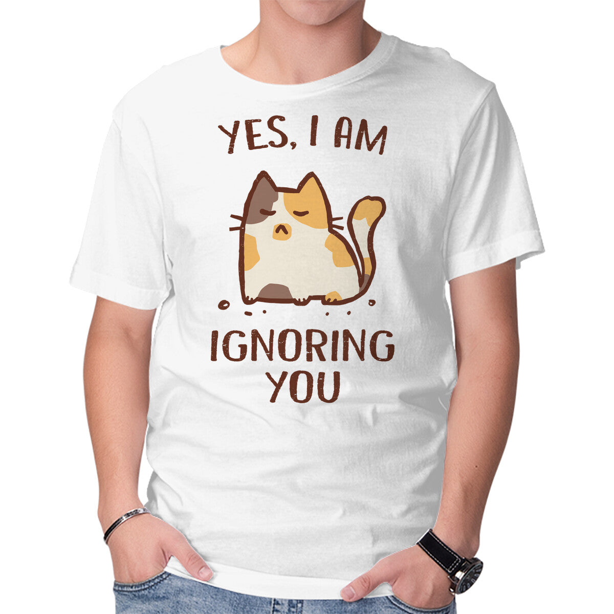 Unisex Crew Neck T-Shirt I Am Ignoring You Graphic Short Sleeve Casual Tee S