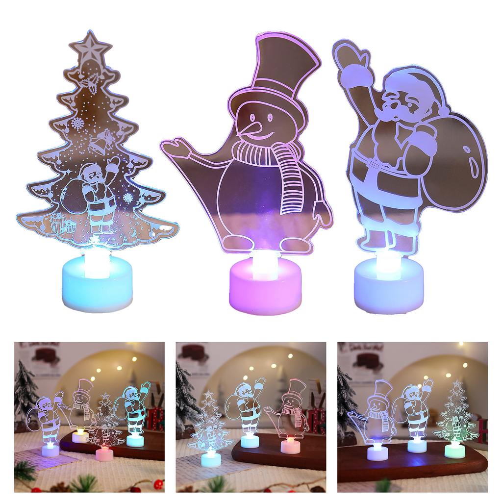Illuminated LED Acrylic Christmas Decoration Tabletop Ornament Christmas Decorative Nightlight For Home Office Bedroom