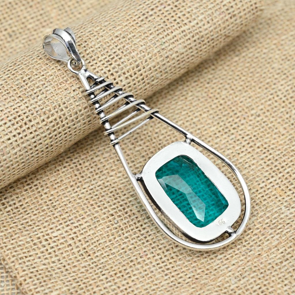 Indicolite Beautiful Gemstone 925 Sterling Silver Handmade Dainty Jewelry Women Pendant