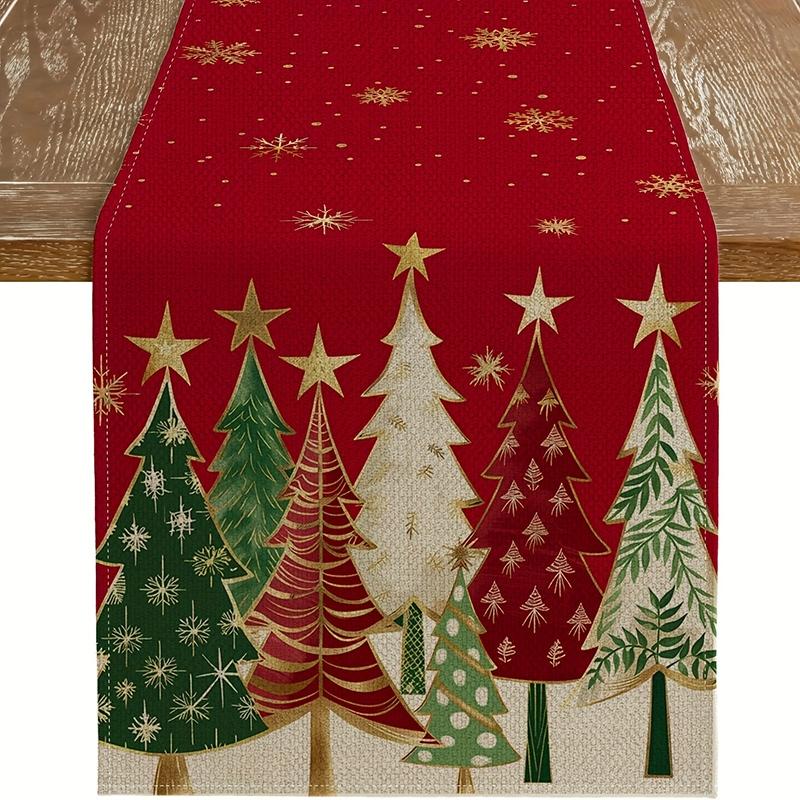 Christmas Table Runner Christmas Eve Dinner Table Decorations Gingerbread Man Santa Claus Table Cloth Cover Xmas Accessories