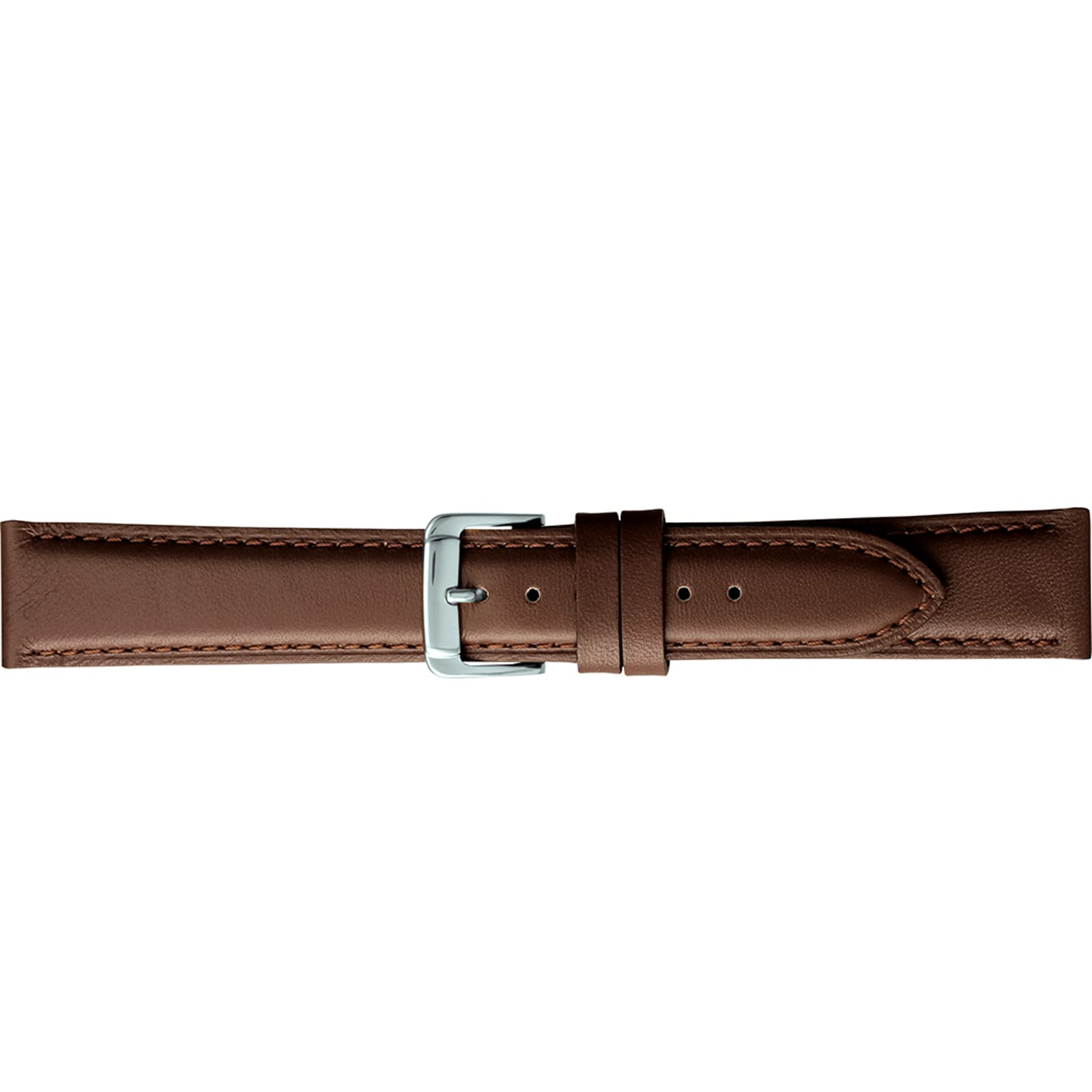 

BAMBI Watch Band, 11mm Brown Cowhide Leather with Scotchgard, Water-Repellent, Silver Buckle, BCMB001CH