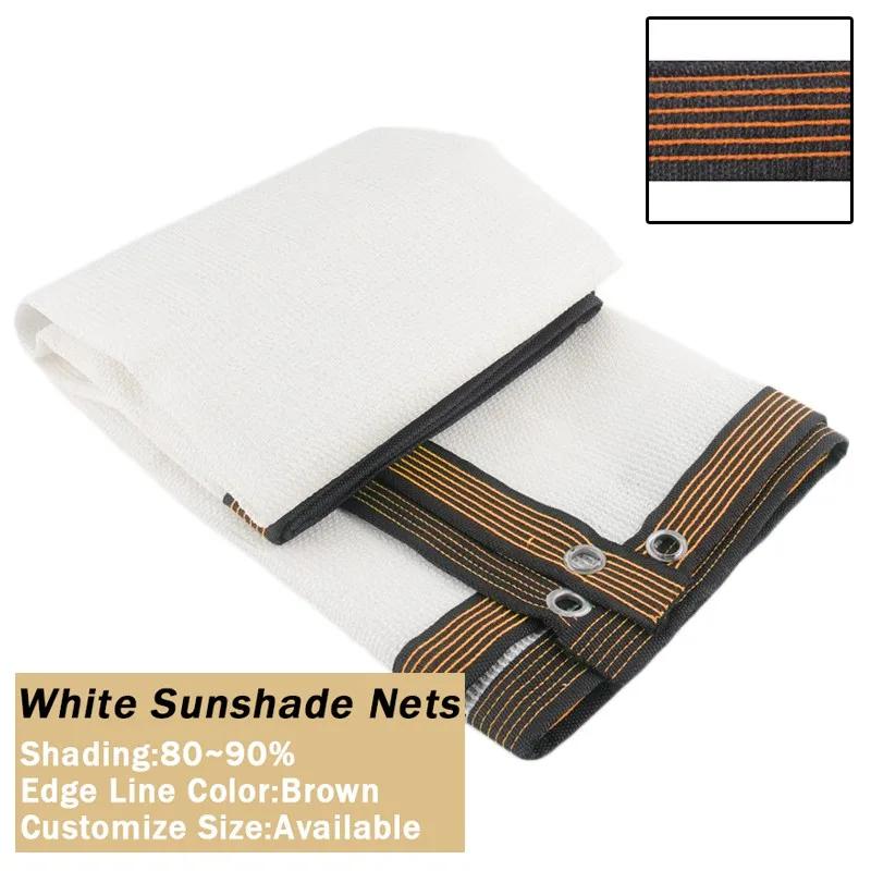 White 12Pin Sunshade Nets Anti-UV Sun Shelter Fence Privacy Mesh Rail Screen Outdoor Shading Awning Pool Cover Fabric