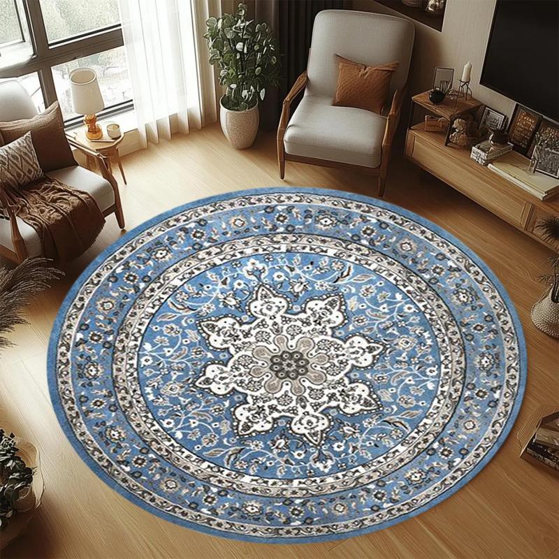 Persian Pattern Navy Blue Living Room Rug Carpet Mat Home Decoration Non Slip Floor Vintage Style Area Rug Boho Chic